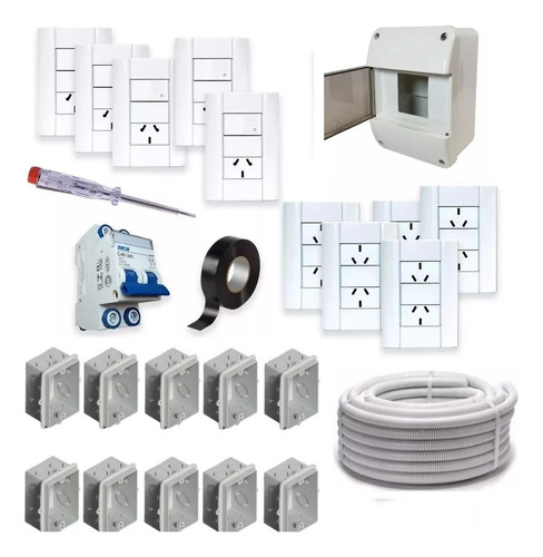 Kit Basico Instalacion Electrica Domiciliaria Cajas Pvc 