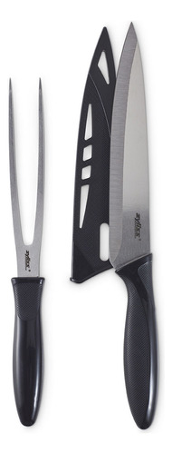 Cuchillo Y Tenedor Acero Inoxidable Con Funda 20 Cm Zyliss Color Negro