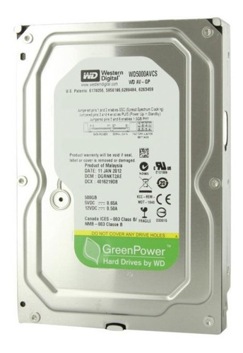 interno Western Digital WD AV-GP WD5000AVCS 500GB verde