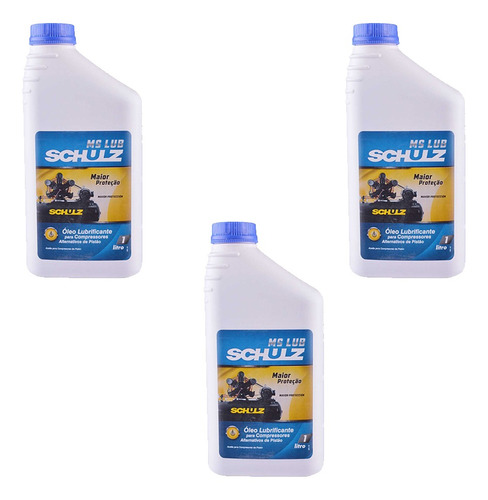 Kit 3 Óleos Lubrificante Mineral Para Compressores 1 Litro