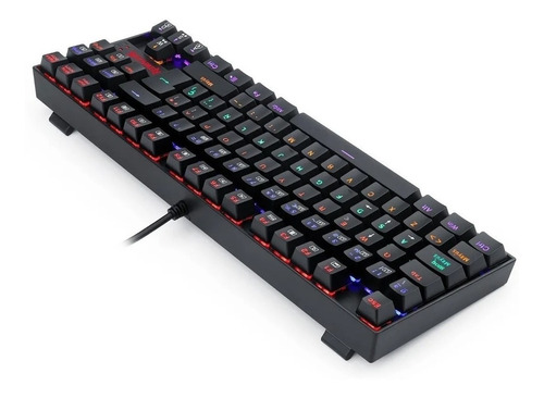 Teclado gamer Redragon Kumara K552 QWERTY Outemu Red español España color negro con luz rainbow