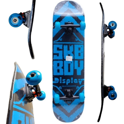 Skate Completo Patineta Azul Juvenil Skateboard Maple Semipr