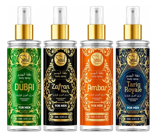 Body Splash Arabe C/4un 200ml Perfume Masculino De Luxo Alta Concentração