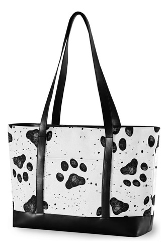 Bolsa Mano Ligera Para Laptop Diseño Huella Perro Mujer