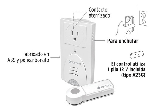 Timbre Inalambrico 1 Control 1 Contacto 1 Tono Volteck 46631