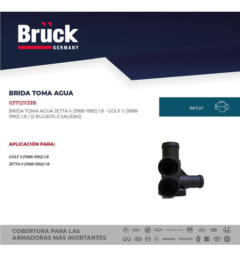 Brida Toma Agua Jetta 1992 Bruck 037121133b