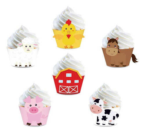 24 Envoltorios Cupcakes De Animales De Granja Baby Show...