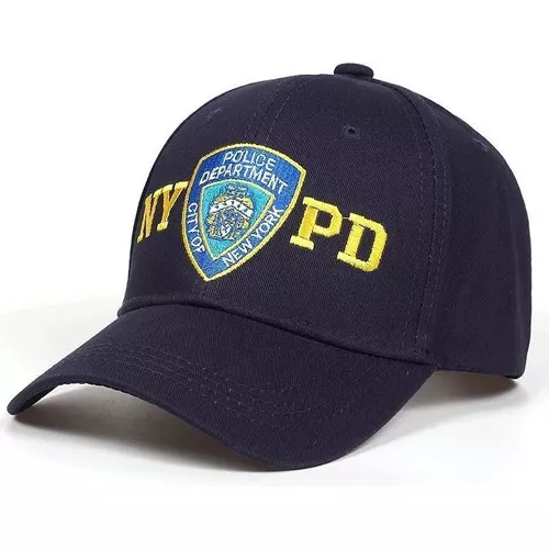 Gorra oficial de la policía de Nueva York/gorra de béisbol, Departamento de  Policía azul marino NYPD con correa de velcro ajustable, Azul, Dorado