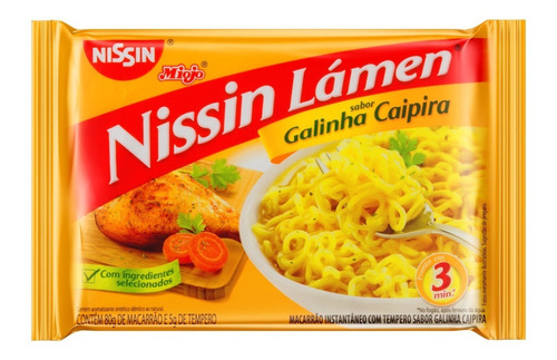 Macarrão Instantâneo Lámen Galinha Caipira Nissin Miojo Pacote 85g