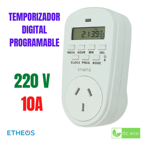 Imagen 1 de 9 de Temporizador Electrico Timer Programable Digital 10a Etheos