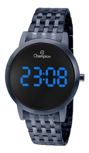 Relógio Champion Unissex Digital Led Ch40179a Azul Cor do fundo Preto