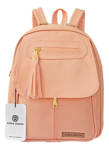 Morral Bolso Pequeño Maletín Mochila Femenina Karla Chacon Color Rosa