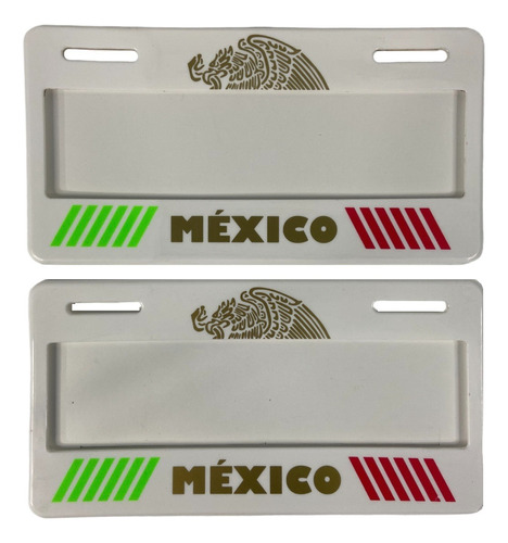 Par De Marcos Portaplacas Escudo Mexico Tipo Europeo Ancho