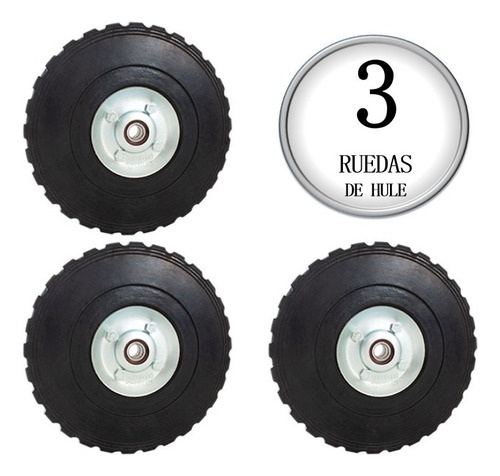 3 Ruedas Para Diablito 10´´ Balero Doble Ø De Flecha 17mm