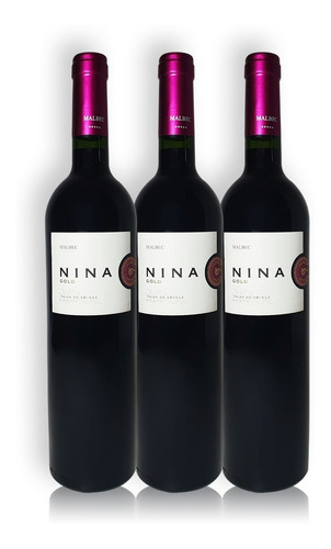 Nina Gold Vino Malbec Kit X3u 750ml San Huberto Mendoza