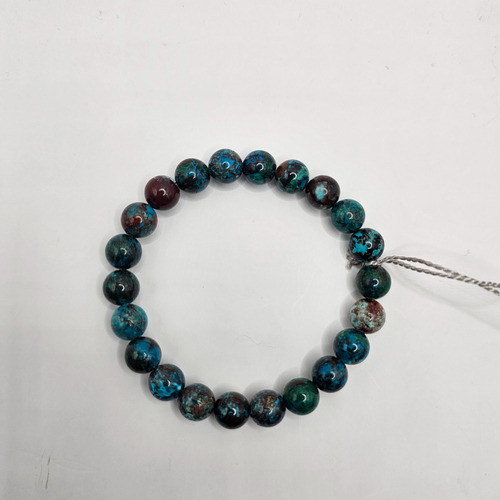 Pulsera De Cuentas Crisocola De Chile 8 Mm X 18 Cm Color Verde Musgo
