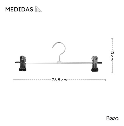 Gancho Para Ropa Pantalon De Metal Cromado Con Pinzas 10pzas