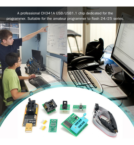 Kit Programador Usb Ch341a Con Clip Sop8 Y Adaptador De 1.8