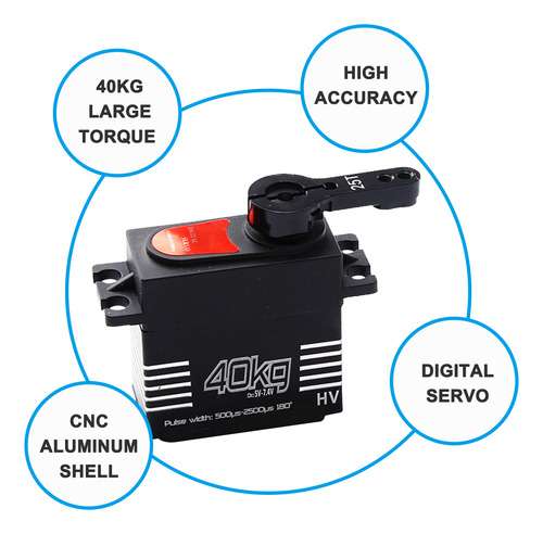 Servo Para Carro Rc De 40 Kg Digital Metal Gear Large Waterp