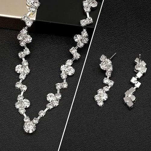 Yevo Conjunto De Joya Collar Aretes Pulsera Para Boda Novia