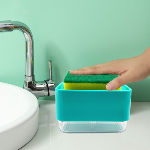 Imagen 2 de 7 de Caja Dispensadora De Jabón Líquido + Esponja Cocina Lavaloza