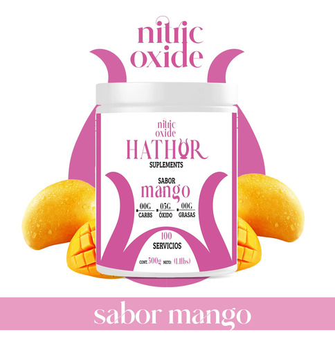 Óxido Nítrico Hathor Pre Entreno 500g 100 Servicios Sabores Mango