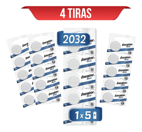 4 Tiras Pila Energizer 2032 X 5 Und