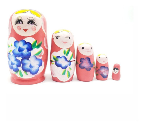 Boneca Russa 5pçs Uma Dentro Da Outra 12cm Matrioska Mamuska