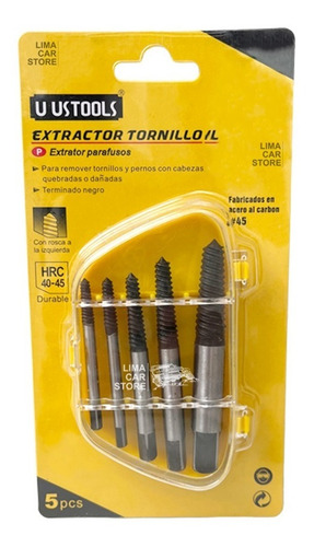 Extractor De Tornillo 5 Pzas Quita Perno Broca Roto 3-18mm
