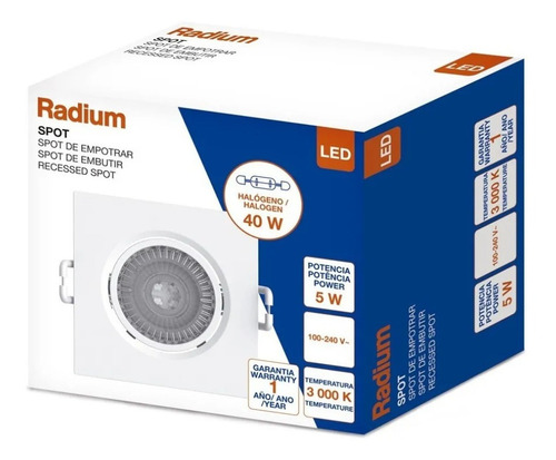 Imagen 3 de 6 de Spot Led Móvil Cuadrado 5w Luz Cálida 100v/240v