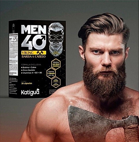 Kit 2 Men 40 Viking Barba E Cabelo 30 Cápsulas. Katigua