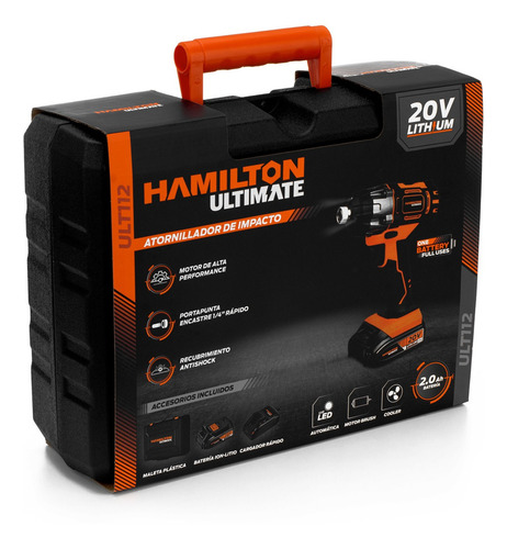 Imagen 9 de 9 de Atornillador Destornillador De Impacto Inalámbrico 20v - Hamilton Ultimate Ult112 - Incluye Accesorios Batería Cargador - Velocidad Variable