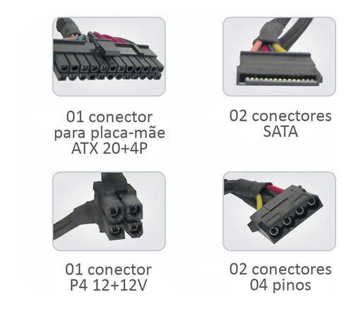 Imagem 4 de 4 de Mini Fonte Tfx Slim Kmex 200w 80mm Com Proteção Pd-200rng