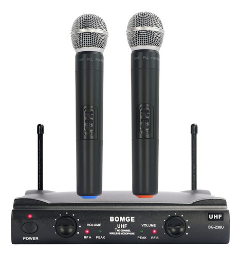 Bomge Micrófono Inalámbrico, Sistema De Micrófono Dinámico Inalámbrico Uhf Profesional Dual Para Karaoke En Casa, Reuniones, Fiestas, Iglesia, Dj, Boda, Juego De Ktv En Casa, 200 Pies (230u)