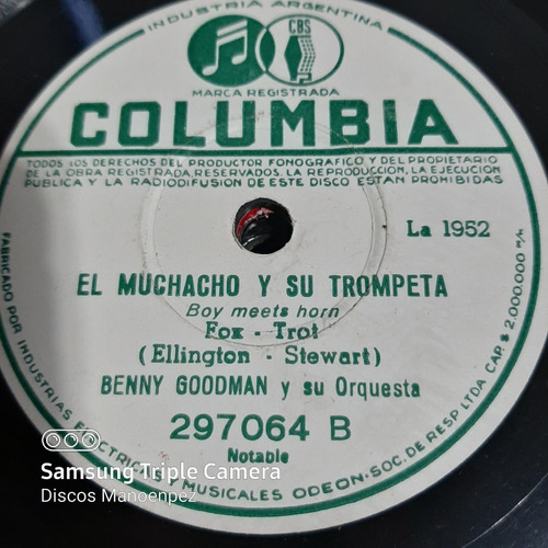 Pasta Benny Goodman Orquesta Peggy Lee Columbia C153