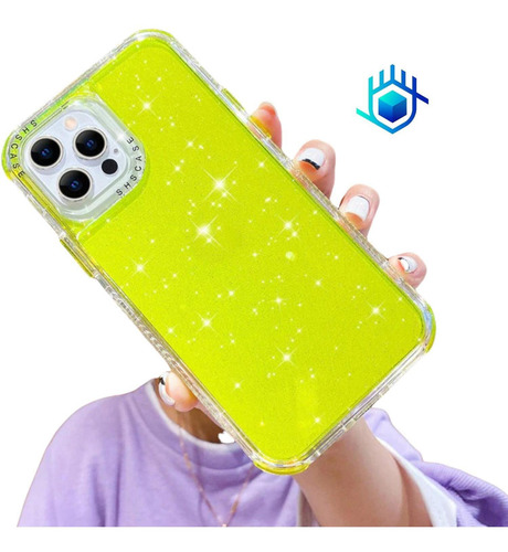 Imagen 5 de 10 de Funda Para iPhone 360 Brillos+mica Reforzada Protector Mujer