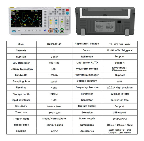 Osciloscopio Digital 2 En 1 Con Generador De Señal