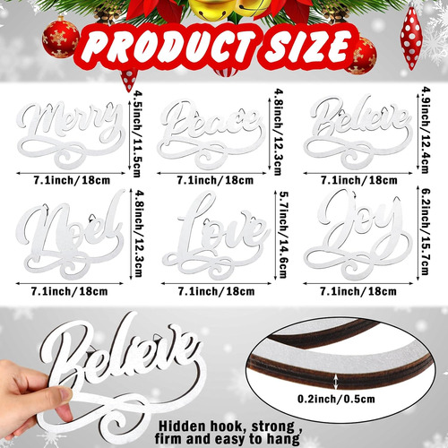 12 Letreros De Madera De Navidad, Navidad, Alegría, Cr...
