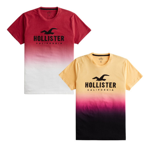 Paquete De 2 Playeras Hollister Originales Con Logo Bordado