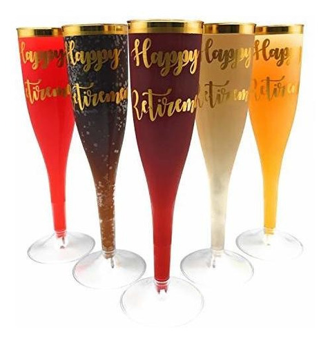 30 Pc Gold Rimmed Retirement Champagne Toasting Flutes 5.5 O