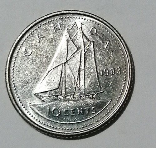 #86 10 Centavos De Dólar Canadiense (dime) 1993