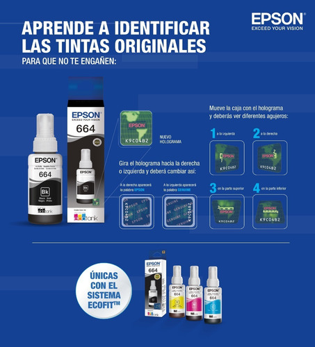 Botella De Tinta Epson Original T664120 Negra Ecotank