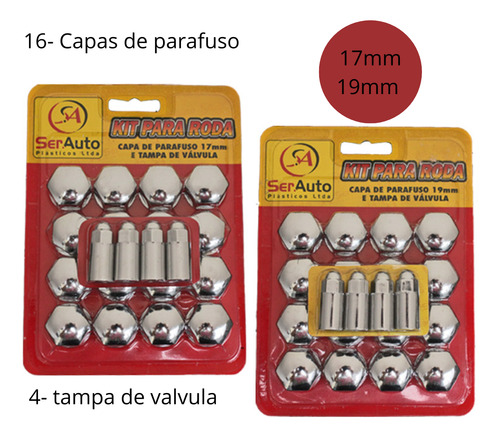 Jogo Com 16 Capas Cromadas 17 Mm Para Cabeça De Parafusos