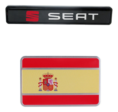 Emblemas Seat Led Parrilla Y Bandera España Adherible Metal