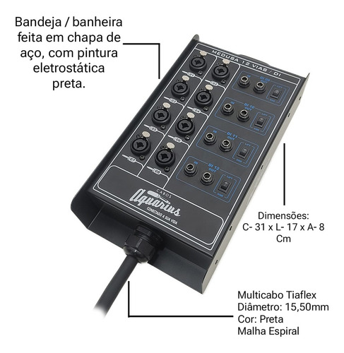 Medusa 12 Vias Com 4 Direct Box Cabos Aquarius - 20 Metros