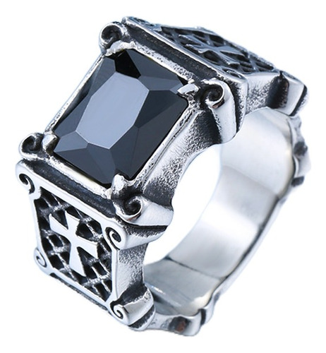 Ghost Store Lm Anillo Hombre Cruz Celda Piedra Acero Inox 