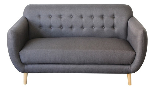 Sofa Love Seat Peperomia 2 Plazas - Madera Y Tapiz Color Gris