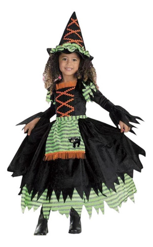 Disfraz Niña Bruja Halloween Talla 4-6 7-10 11-14