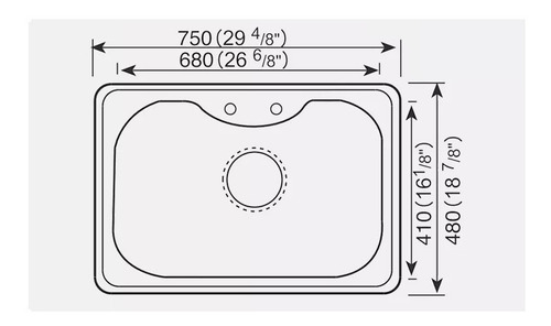 Imagen 6 de 9 de Bacha Cocina Pileta Simple Acero Inox 304 Escurridor 75cm