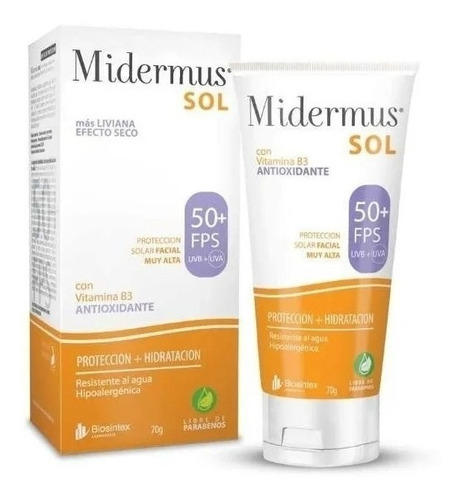 Protector Solar Midermus Con Vitamina E Y A Fps50 X 70 Gr